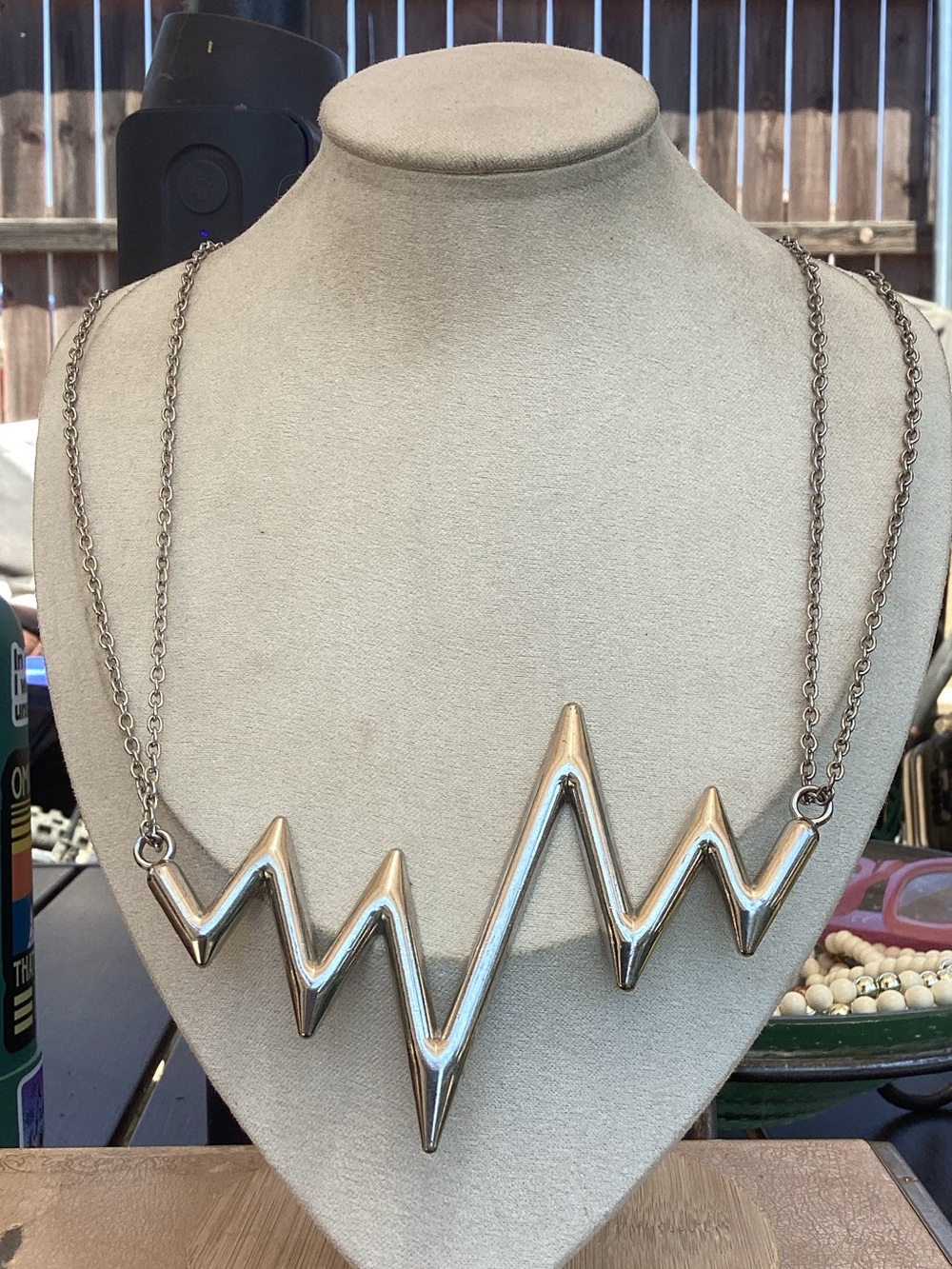 & Other Stories Silver Zigzag Pendant Necklace